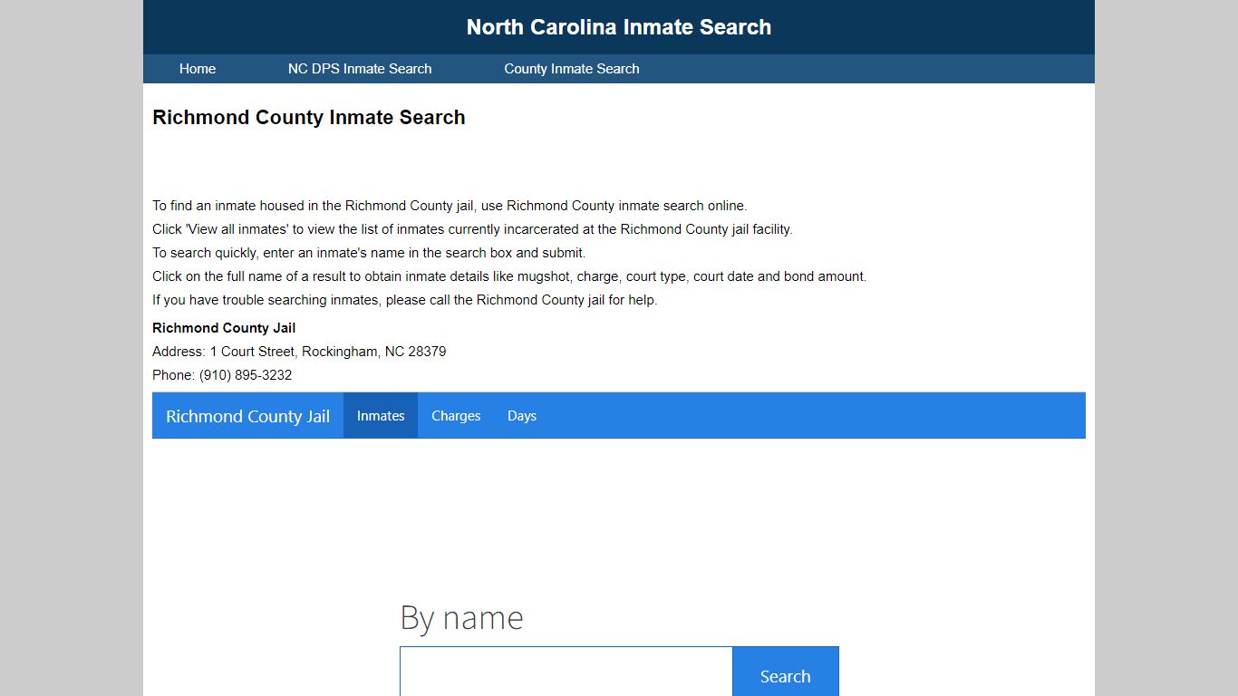 Richmond County Inmate Search