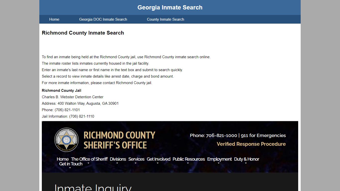 Richmond County Inmate Search